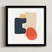 "Between the Lines I" - Art Print in coral by Svitlana Martynjuk - Framed