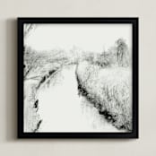 "The River Runs Through" - Art Print in Black and White by Austin Warnock - Framed