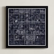 "Relief Print Squares" - Art Print in Black by Kathy Van Torne - Framed