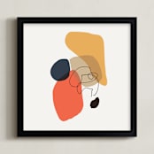 "Between the Lines II" - Art Print in coral by Svitlana Martynjuk - Framed