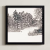 "Play on a Winters Day 2" - Art Print in Warm Gray Taupe by Jacquelyn Sloane Siklos - Framed