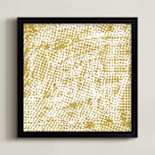 "Ochre Eucalyptus I" - Art Print in Mustard by Tanya Lee Design - Framed