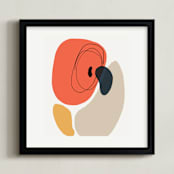 "Between the Lines III" - Art Print in coral by Svitlana Martynjuk - Framed