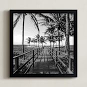 "Idyllic pathway" - Art Print in Black & White Beach by Eliane Lamb - Framed