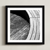 "Curve Bench Geometric IIII" - Art Print in tonal grey by Van Tsao - Framed
