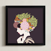 "I'd rather wear flowers " - Art Print in Plum by Aspacia Kusulas - Framed