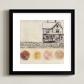 "A Study of Home II" - Art Print in Charcoal Grey on Antique White by Two if by Sea Studios - Framed