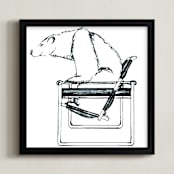 "Wassily Chair Bear" - Art Print in Black by Flume Design - Framed