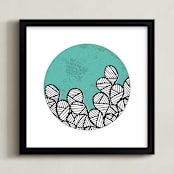 "Patterned Cactus" - Art Print in Sea Glass Blue by Maria Hilas-Louie - Framed
