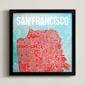 "Map of San Francisco" - Art Print in SoMa by Alex Elko Design - Framed