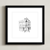 "Paris Street Shop 3" - Art Print in Black and White by Phrosné Barwood - Framed