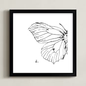"Moth No. 2" - Art Print in Jet Black by Mere Paper - Framed