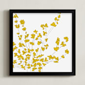 "Forsythia" - Art Print in Mustard by Vanessa Wyler - Framed