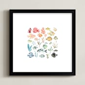"Tropical Fish" - Art Print in Coral by Emilie Simpson - Framed