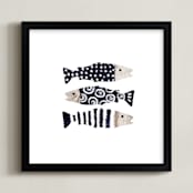 "Wooden Fishes" - Art Print in Lake by iamtanya - Framed