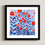 "Morning Flowers" - Art Print in Orange Sun by JW Solomon - Framed