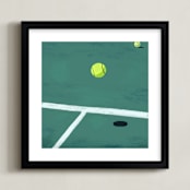 "Tennis Anyone?" - Art Print in Tennis court green by JW Solomon - Framed