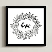 "Hope Wreath" - Art Print in Black by Lyna Ti - Framed