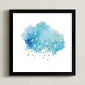 " it rains but it's good" - Art Print in Blue by iamtanya - Framed