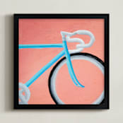 "Blue Bike" - Art Print in Brilliant Blue by Laura Morris - Framed