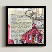 "Schoolhouse Rock No.2" - Art Print in Red by Kelly Maron Horvath - Framed