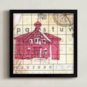"Schoolhouse Rock No.3" - Art Print in Red by Kelly Maron Horvath - Framed