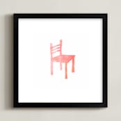 "Theo's Chair" - Art Print in Coral by Vanessa Rossi Design - Framed