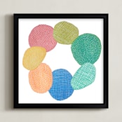 "Circle of Happiness" - Art Print in white by Pip Gerard - Framed