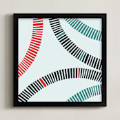 "Rail" - Art Print in Red by Christine Llewellyn - Framed