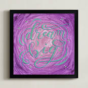 "Dream Big Lettering" - Art Print in Purple by Elaine Stephenson - Framed