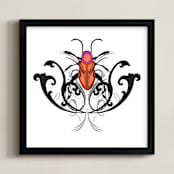 "Pink Beetle" - Art Print in Black & Pink by Katrina Leandro - Framed