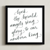 "Hark Holiday" - Art Print in Dark Forest Green by Heather Buchma - Framed