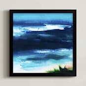 "Deepwater" - Art Print in indigo sea by Jenny Partrite - Framed