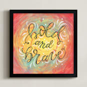 "Bold and Brave Lettering" - Art Print in Red Orange by Elaine Stephenson - Framed