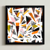 "Textured Triangles" - Art Print in orange by Oana Prints - Framed