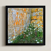 "Orange Textured Wall" - Art Print in Bright Orange by Andy Mars - Framed