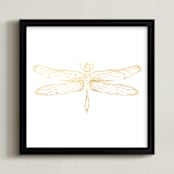 "Flight of the Dragons" - Art Print in Gold by rose lindo - Framed