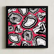 "Marble fragments" - Art Print in pink red by Oana Prints - Framed