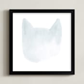 "White Cat Black Cat" - Art Print in Light gray by Susanna Nousiainen - Framed