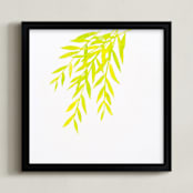 "Willows" - Art Print in Golden Green by Mia Posada - Framed