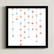 "Hanging Pebbles" - Art Print in Light red by Elaine Stephenson - Framed