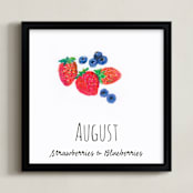 "August fruits" - Art Print in strawberry by Kanika Mathur - Framed
