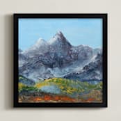 "Iron Mountain" - Art Print in Mountain Gray Blue by Laura Morris - Framed