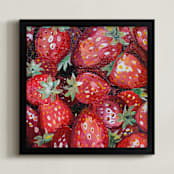 "Strawberried" - Art Print in Strawberry Red by The Tattered Traveler - Framed