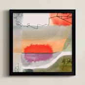 "Hopeless Wanderer" - Art Print in Orange by Amy Moen - Framed