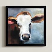 "Young Calf" - Art Print in Burnt Sienna by Amanda Phelps - Framed