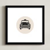 "Retro Taxi" - Art Print in Bone by Alaina Cherup - Framed