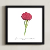 "January Carnation" - Art Print in Wine by Liz Conley - Framed
