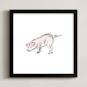 "This Little Piggie" - Art Print in Pig Pink by Mande Calhoun - Framed