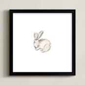 "Little Bunny Blue" - Art Print in Bunny Pink by Mande Calhoun - Framed